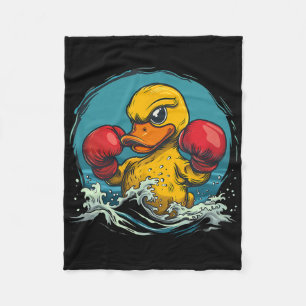 Boxer Rubber Duck With Boxing Gloves Kickboxing Fu Fleece Blanket