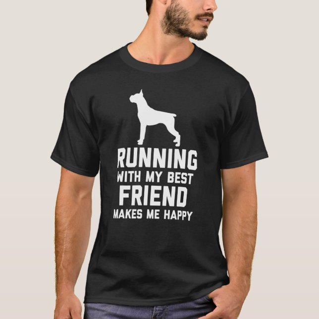 Boxer Running  Runners Dog T-Shirt (Front)