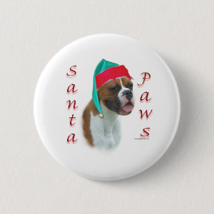 Boxer Santa Paws 6 Cm Round Badge