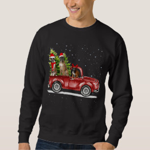 Boxer Santa Reindeer Red Truck Snow Christmas Tree Sweatshirt