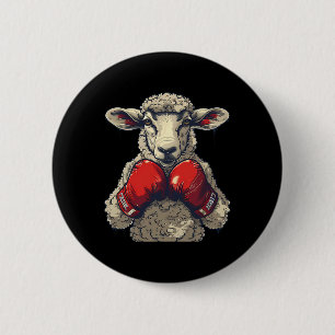 Boxer Sheep With Boxing Gloves Kickboxing Funny Bo 6 Cm Round Badge