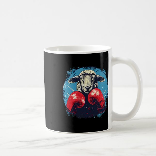 Boxer Sheep With Boxing Gloves Kickboxing Funny Bo Coffee Mug (Right)