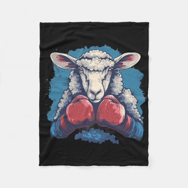 Boxer Sheep With Boxing Gloves Kickboxing Funny Bo Fleece Blanket (Front)