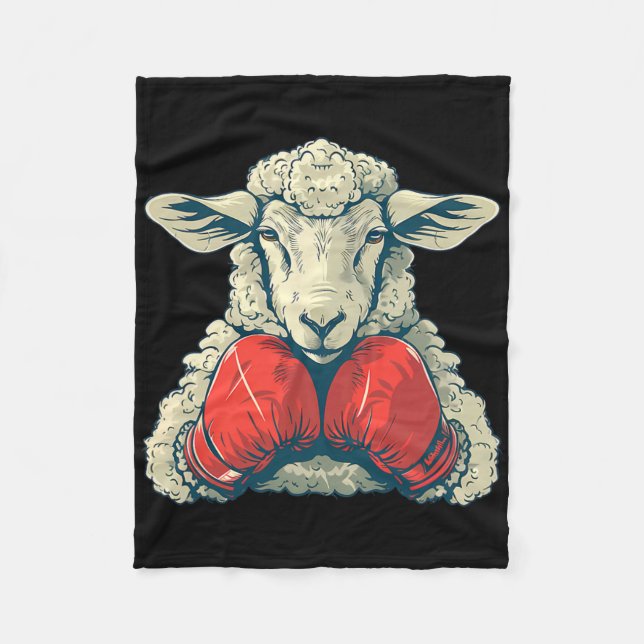 Boxer Sheep With Boxing Gloves Kickboxing Funny Bo Fleece Blanket (Front)