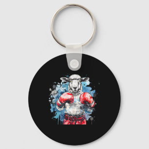 Boxer Sheep With Boxing Gloves Kickboxing Funny Bo Key Ring