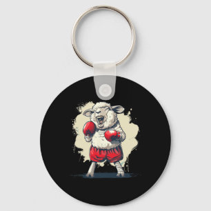 Boxer Sheep With Boxing Gloves Kickboxing Funny Bo Key Ring