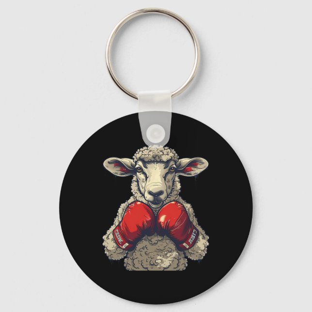 Boxer Sheep With Boxing Gloves Kickboxing Funny Bo Key Ring (Front)