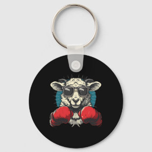 Boxer Sheep With Boxing Gloves Kickboxing Funny Bo Key Ring