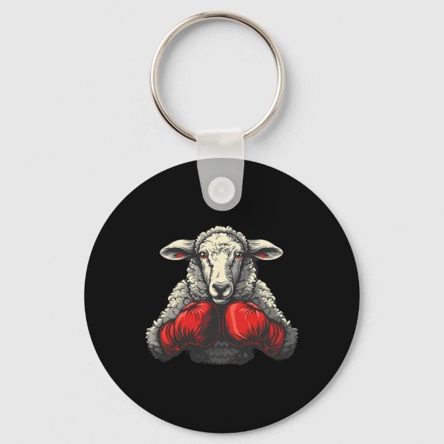 Boxer Sheep With Boxing Gloves Kickboxing Funny Bo Key Ring (Front)