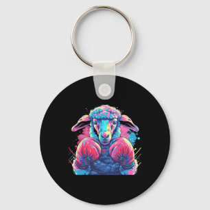 Boxer Sheep With Boxing Gloves Kickboxing Funny Bo Key Ring