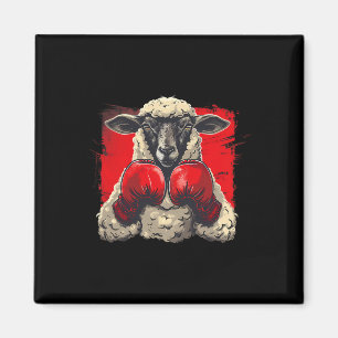 Boxer Sheep With Boxing Gloves Kickboxing Funny Bo Magnet