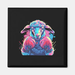 Boxer Sheep With Boxing Gloves Kickboxing Funny Bo Magnet
