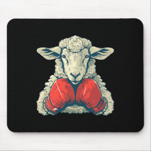 Boxer Sheep With Boxing Gloves Kickboxing Funny Bo Mouse Pad