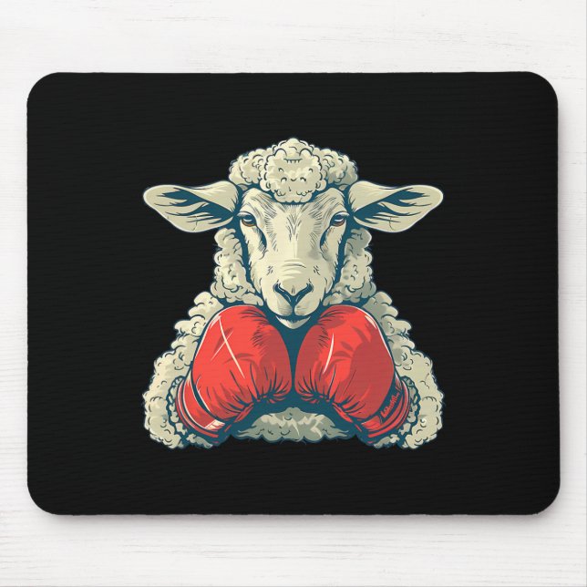 Boxer Sheep With Boxing Gloves Kickboxing Funny Bo Mouse Pad (Front)