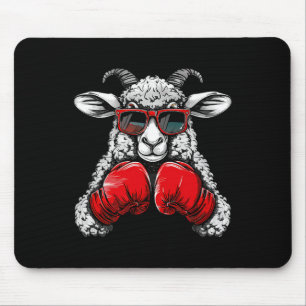 Boxer Sheep With Boxing Gloves Kickboxing Funny Bo Mouse Pad