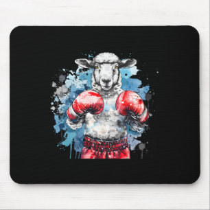 Boxer Sheep With Boxing Gloves Kickboxing Funny Bo Mouse Pad