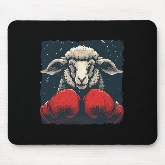 Boxer Sheep With Boxing Gloves Kickboxing Funny Bo Mouse Pad (Front)