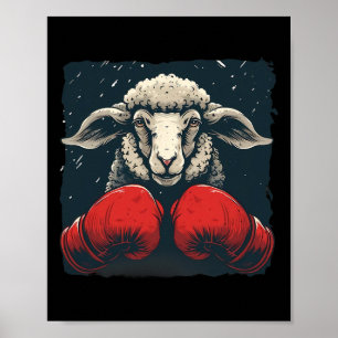 Boxer Sheep With Boxing Gloves Kickboxing Funny Bo Poster