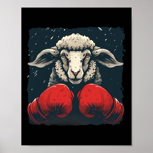 Boxer Sheep With Boxing Gloves Kickboxing Funny Bo Poster (Front)