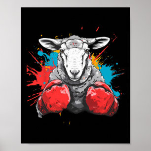 Boxer Sheep With Boxing Gloves Kickboxing Funny Bo Poster