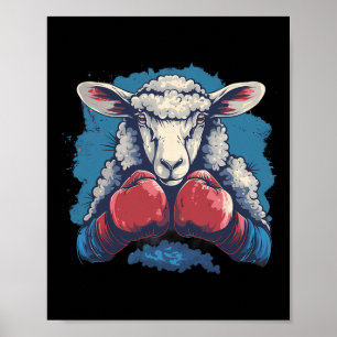 Boxer Sheep With Boxing Gloves Kickboxing Funny Bo Poster