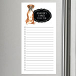 Boxer Shopping List  Magnetic Notepad<br><div class="desc">Adorable things to fetch Boxer dog with a black chalkboard frame personalised with your name.</div>
