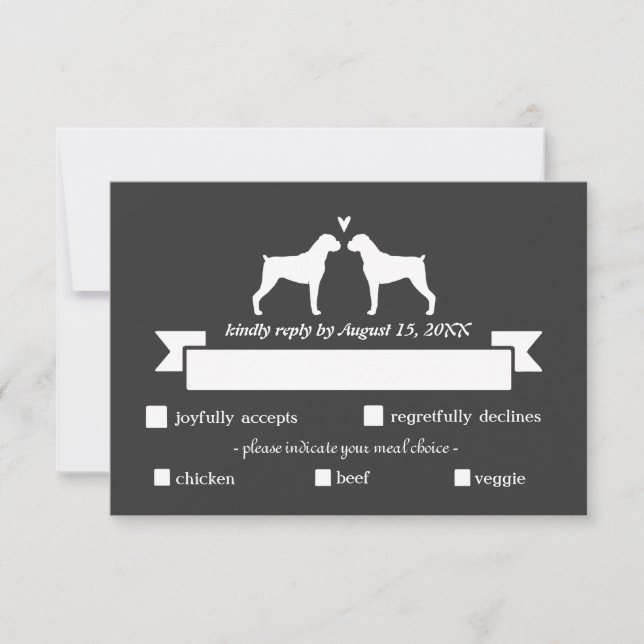 Boxer Silhouettes Wedding Reply RSVP Card (Front)