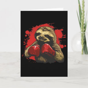 Boxer Sloth With Boxing Gloves Kickboxing Funny Bo Card