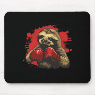 Boxer Sloth With Boxing Gloves Kickboxing Funny Bo Mouse Pad