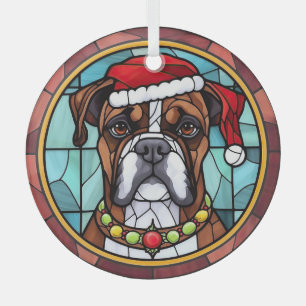 Boxer Stained Glass Christmas Tree Decoration
