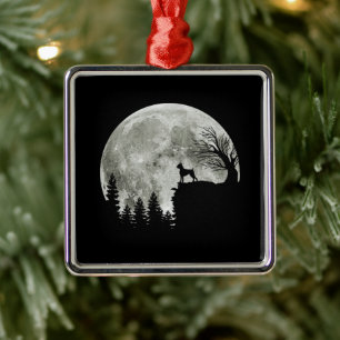 Boxer Standing on Mountain Moon Light Halloween Metal Tree Decoration