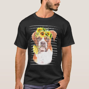 Boxer Sunflower Vintage Retro For Dog T-Shirt