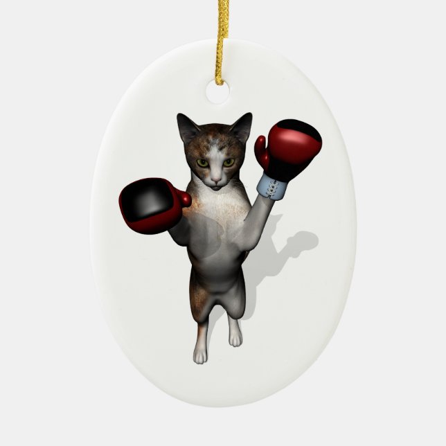Boxer Tabby Ceramic Tree Decoration (Front)