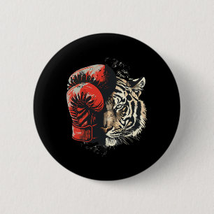 Boxer Tiger With Boxing Gloves Kickboxing Funny Bo 6 Cm Round Badge