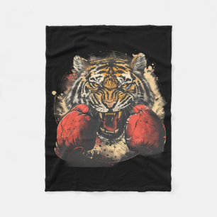 Boxer Tiger With Boxing Gloves Kickboxing Funny Bo Fleece Blanket