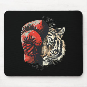 Boxer Tiger With Boxing Gloves Kickboxing Funny Bo Mouse Pad