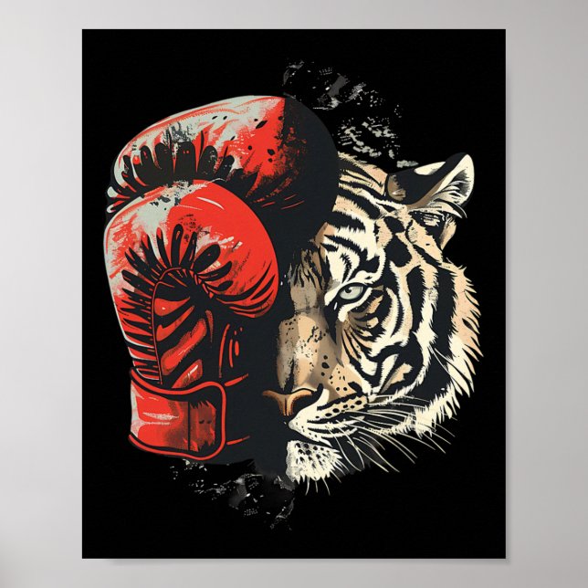 Boxer Tiger With Boxing Gloves Kickboxing Funny Bo Poster (Front)