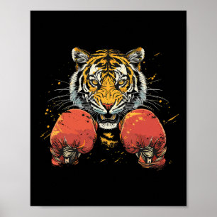 Boxer Tiger With Boxing Gloves Kickboxing Funny Bo Poster