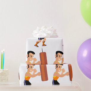 Boxer Training with Punching Bag Wrapping Paper