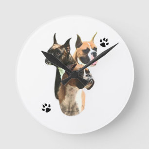 Boxer Trio Round Clock
