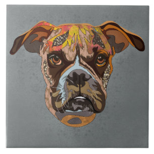Boxer ugly dog face Ceramic Tile