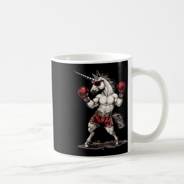 Boxer Unicorn With Boxing Gloves Kickboxing Funny  Coffee Mug (Right)