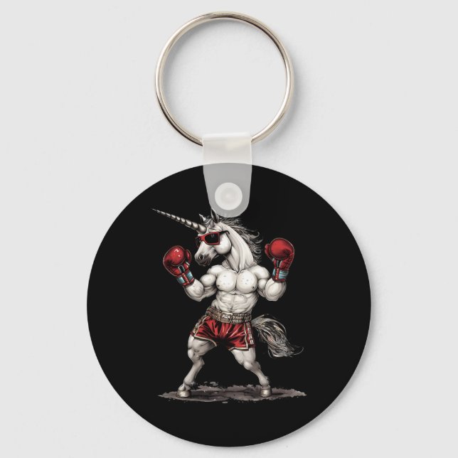 Boxer Unicorn With Boxing Gloves Kickboxing Funny  Key Ring (Front)