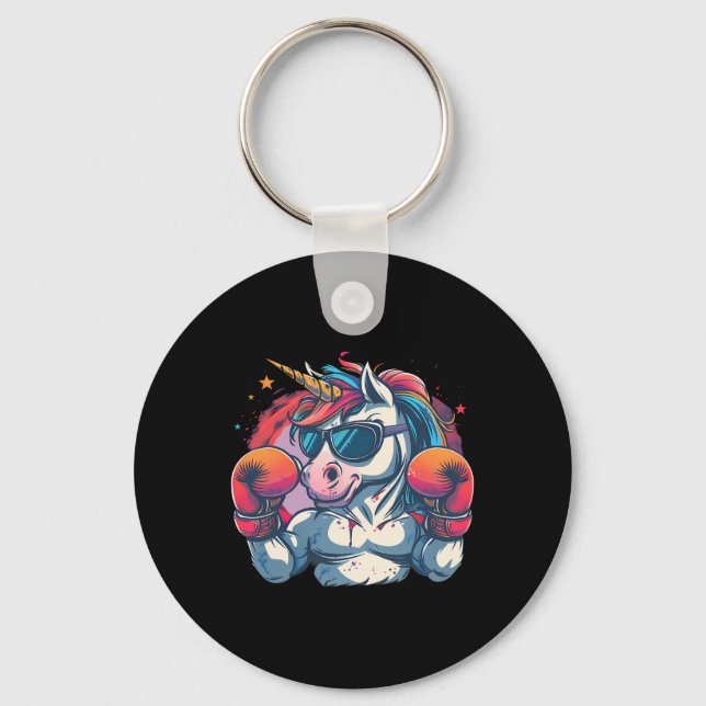 Boxer Unicorn With Boxing Gloves Kickboxing Funny  Key Ring (Front)