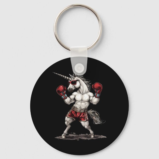 Boxer Unicorn With Boxing Gloves Kickboxing Funny  Key Ring (Front)