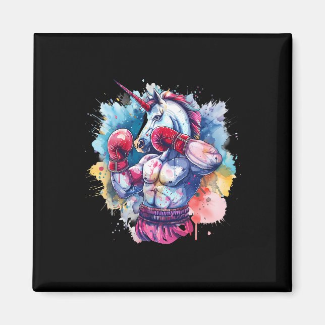Boxer Unicorn With Boxing Gloves Kickboxing Funny  Magnet (Front)