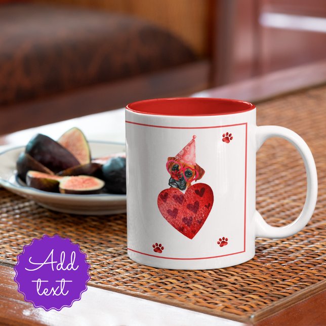 Boxer Valentine's Day Gift Dog Two-Tone Coffee Mug (Creator Uploaded)