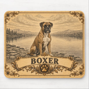 Boxer, Vintage Heritage Dog Mouse Pad