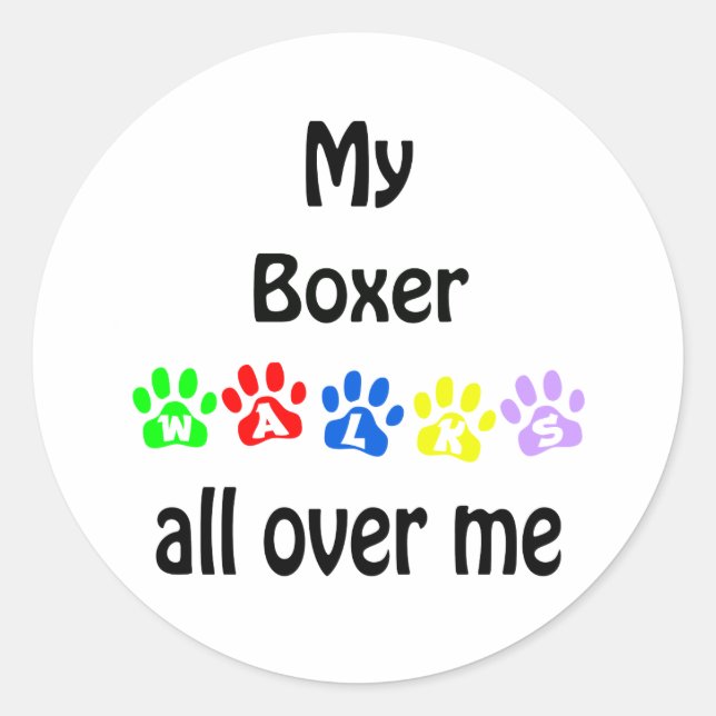 Boxer Walks Design Classic Round Sticker (Front)