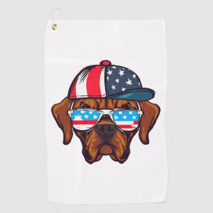 Boxer Wearing American Colours Golf Towel